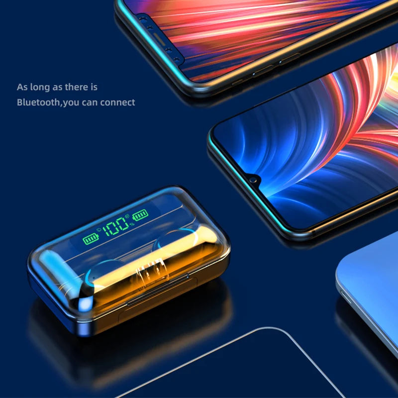 Fone de ouvido sem fio f9-5 Display Led powerful Bank Audio