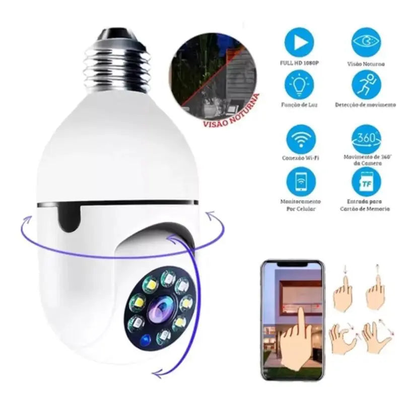 Câmera Wi-fi Inteligente 360° Com Visão Noturna HD