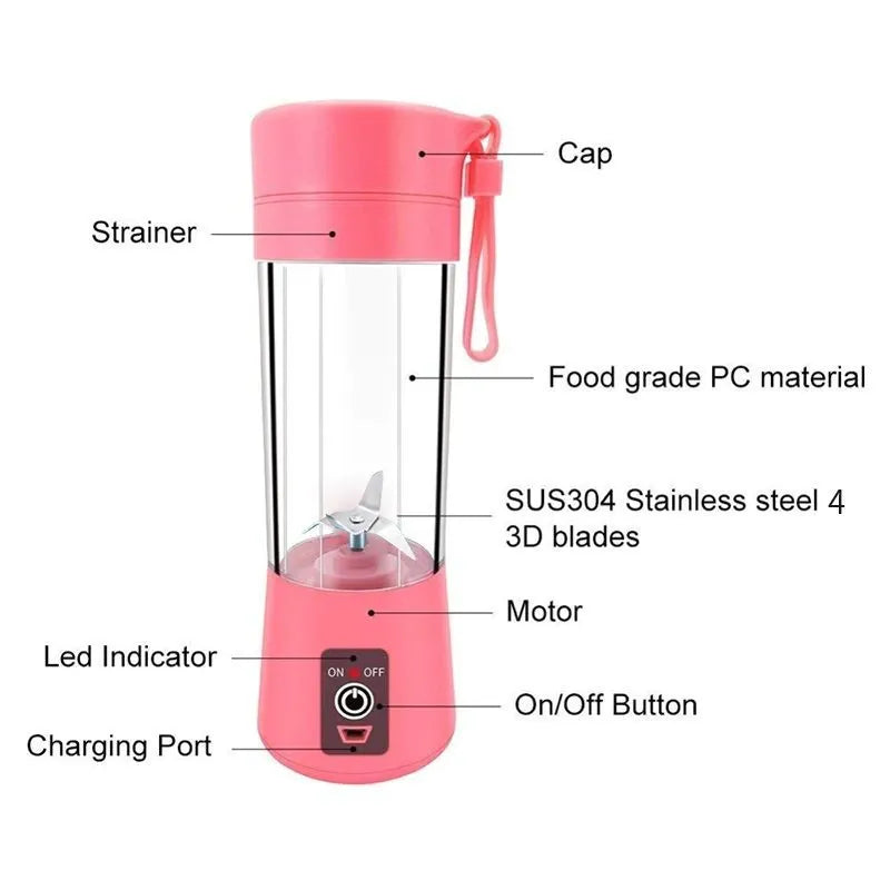 Mini Liquidificador Portátil Usb Shake 6 Lâminas