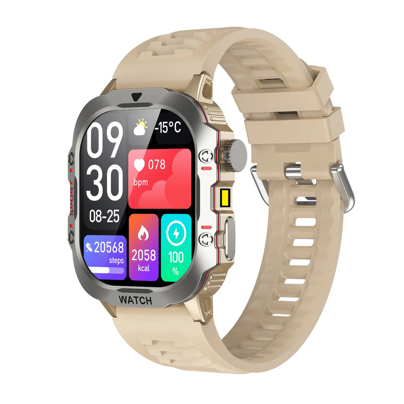 Smartwatch Masculino Outdoor 2.01" com Lanterna, Chamada BT e Monitor de Saúde